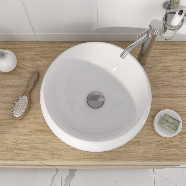 Leroymerlin Lavabo da appoggio Lune tondo in ceramica L 40 x P 40 x H 15.5 cm bianco Super Saving Price