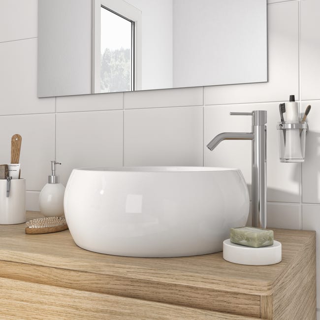 Leroymerlin Lavabo da appoggio Lune tondo in ceramica L 40 x P 40 x H 15.5 cm bianco Super Saving Price