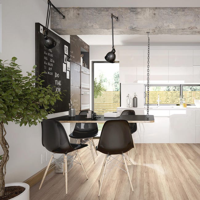 Leroymerlin Pavimento laminato ARTENS GREY OAK beige e grigio resistente all'acqua Sp 8mm Promozione temporanea