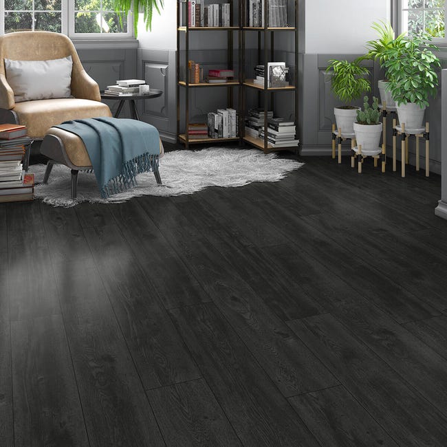 Leroymerlin Pavimento laminato ARTENS Oak black nero resistente all'acqua Sp 8mm Offerta speciale della fabbrica