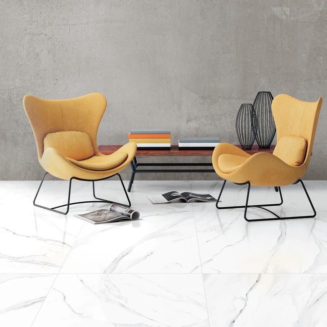 Leroymerlin Piastrella da pavimento e rivestimento interno rettificato Statuario in gres porcellanato bianco 60 x 60cm Sp. 8 mm traffico medio (pei 2/5) R9 Solo un giorno rimasto