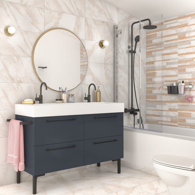 Leroymerlin Piastrella battiscopa Remix marble colore bianco H 0.74 x L 60 cm x Sp 7.4 mm Super sconto