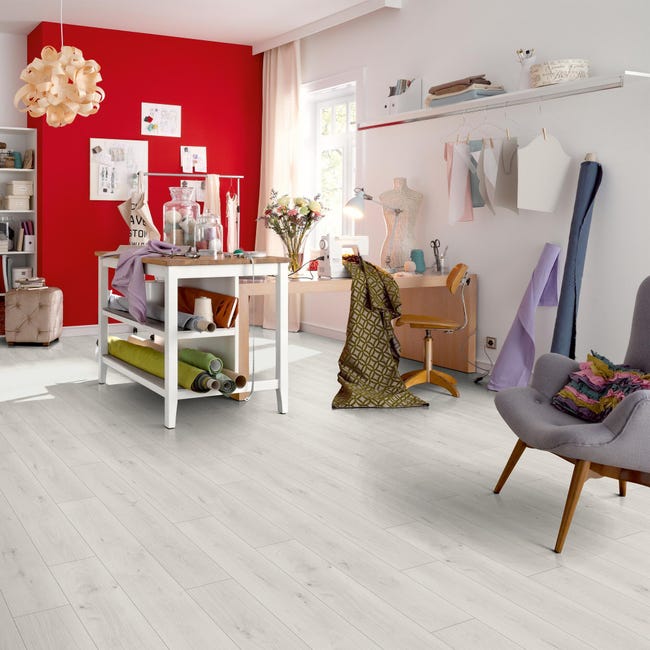 Leroymerlin Pavimento laminato ARTENS DESIGN Nisbet bianco Sp 8mm Duty-free