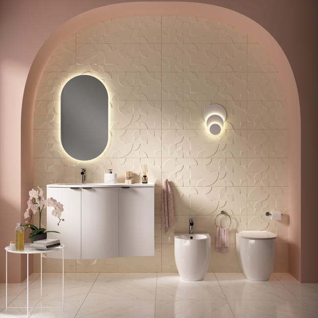 Leroymerlin Piastrella da rivestimento interno rettificato Remix in gres porcellanato smaltato opaco bianco e beige 60 x 60cm Sp. 7.4 mm traffico intenso (pei 4/5) R9 Pezzi Unici
