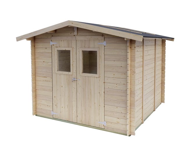 Leroymerlin Casetta da giardino in legno Silvy Bh25 249x249 cm Pefc Legno grezzo con porta doppio battente superficie totale 6.2 m² e spessore parete 25 mm Black Friday