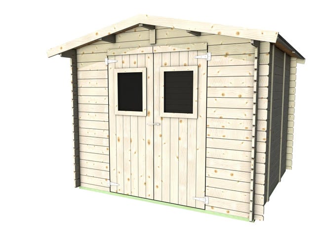 Leroymerlin Casetta da giardino in legno Silvy Bh25 249x249 cm Pefc Legno grezzo con porta doppio battente superficie totale 6.2 m² e spessore parete 25 mm Black Friday