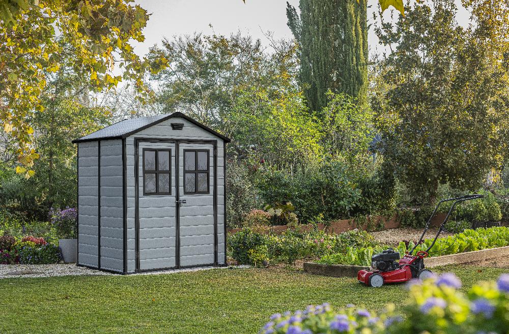 Leroymerlin Casetta da giardino KETER in polipropilene Exclusive Grigio chiaro con porta doppio battente superficie totale 2.81 m² e spessore parete 16 mm Offerta natalizia