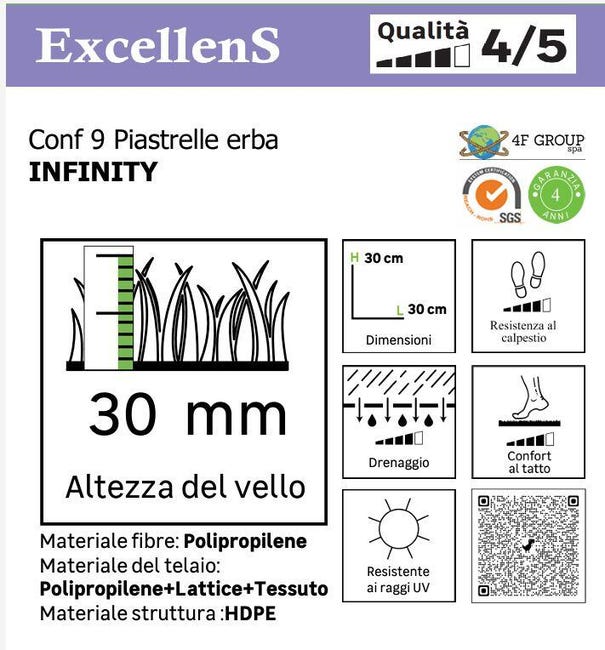 Leroymerlin Piastrelle ad incastro 4F GROUP Erba 9 pezzi in pvc 30 x 30 cm Sp 30 mm verde Offerta San Valentino