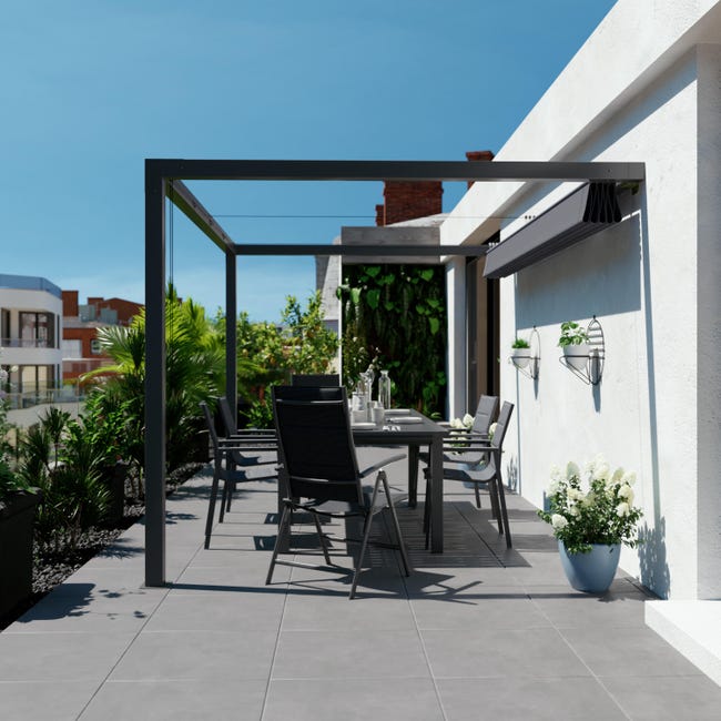 Leroymerlin Sedia da giardino senza cuscino Orion NATERIAL pieghevole con braccioli in alluminio con seduta in textilene antracite Enormi risparmi