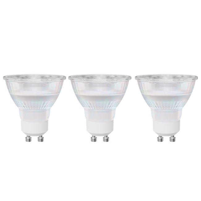 Leroymerlin Set da 3 lampadine LED GU10 faretto trasparente luce calda 3.9W= 450LM (equiv 50 W) 100° LEXMAN 50% di sconto con spedizione gratuita