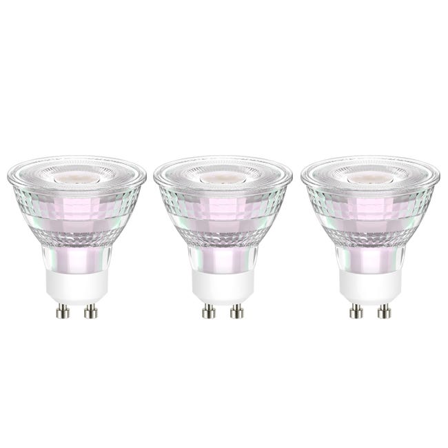 Leroymerlin Set da 3 lampadine LED GU10 faretto trasparente luce calda 3.9W= 450LM (equiv 50 W) 100° LEXMAN 50% di sconto con spedizione gratuita