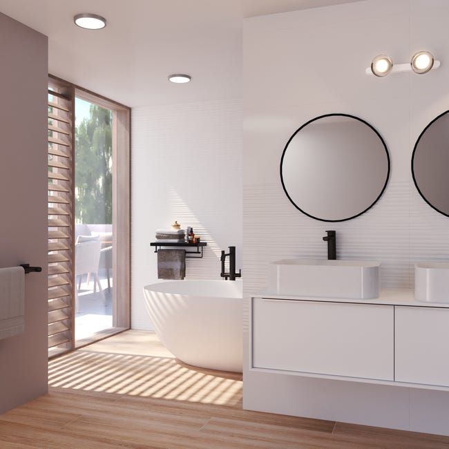 Leroymerlin Faretto fisso da incasso LED Sanoa tondo nichel foro incasso 22 5 cm luce passaggio dal bianco caldo al bianco neutro 2025
