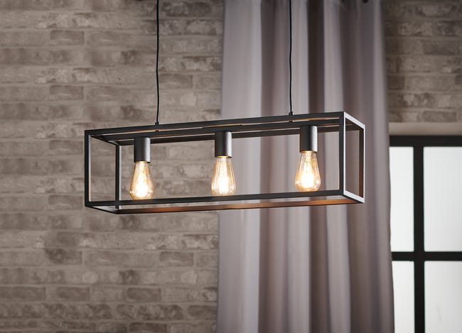 Leroymerlin Lampadario Design Eldrick nero 3x E27 INSPIRE In Linea