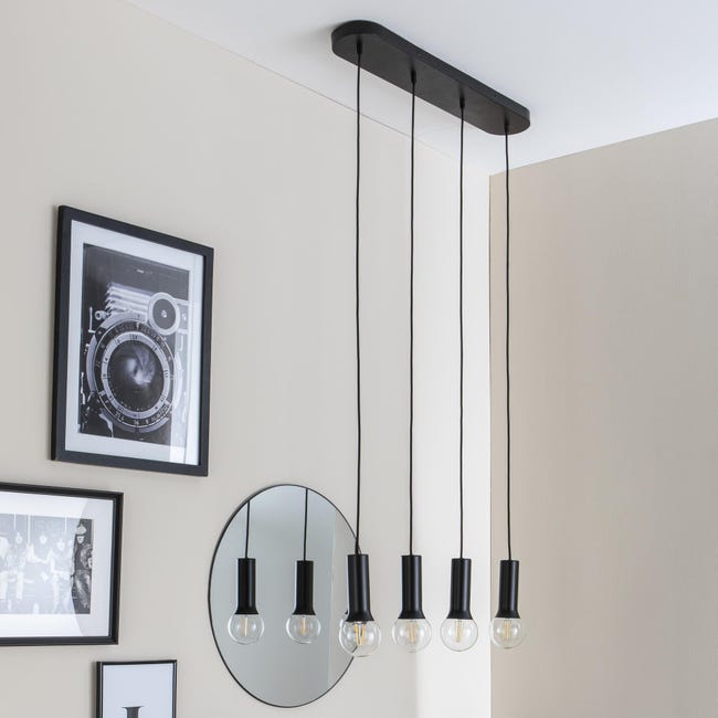 Leroymerlin Lampadario Design Hoki nero 4x E27 INSPIRE Qualità Garantita