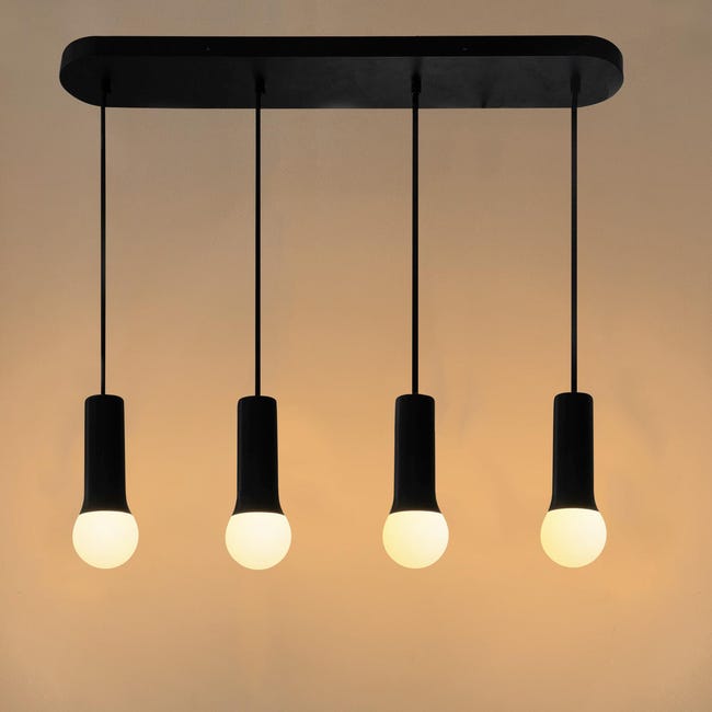 Leroymerlin Lampadario Design Hoki nero 4x E27 INSPIRE Qualità Garantita