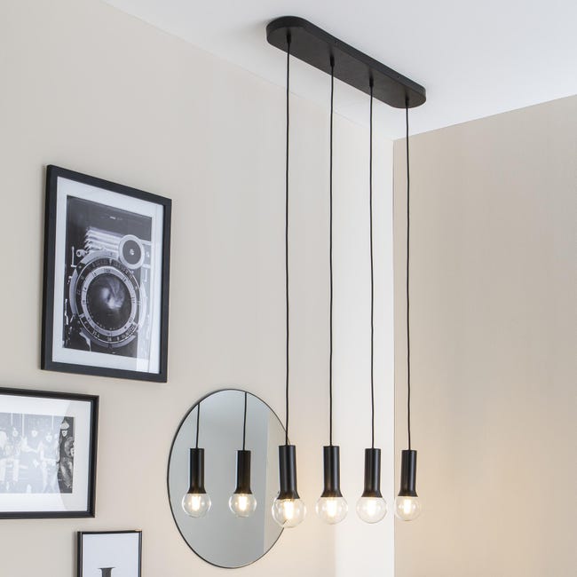 Leroymerlin Lampadario Design Hoki nero 4x E27 INSPIRE Qualità Garantita