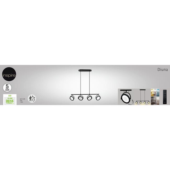 Leroymerlin Lampadario LED design Diuna nero Ø95cm luce con 3 temperature di colore 2816 lumen INSPIRE Outlet