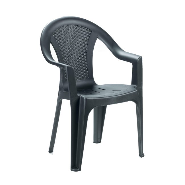Leroymerlin Sedia da giardino senza cuscino Ischia con braccioli in polipropilene con seduta in polipropilene antracite Latest fashion