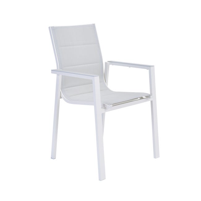 Leroymerlin Sedia da giardino senza cuscino Orion NATERIAL con braccioli in alluminio con seduta in textilene bianco Offerta temporanea