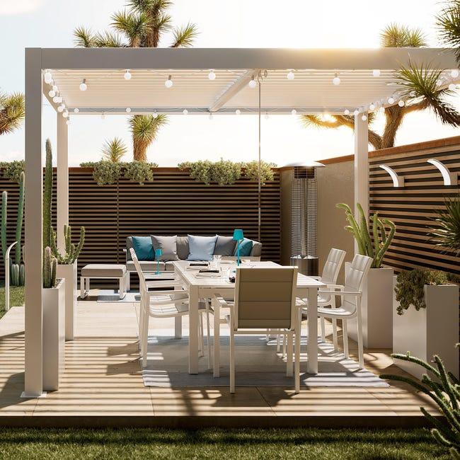 Leroymerlin Sedia da giardino senza cuscino Orion NATERIAL con braccioli in alluminio con seduta in textilene bianco Offerta temporanea
