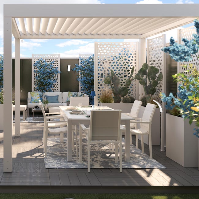 Leroymerlin Sedia da giardino senza cuscino Orion NATERIAL con braccioli in alluminio con seduta in textilene bianco Offerta temporanea