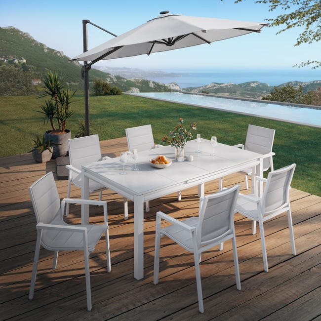 Leroymerlin Sedia da giardino senza cuscino Orion NATERIAL con braccioli in alluminio con seduta in textilene bianco Offerta temporanea