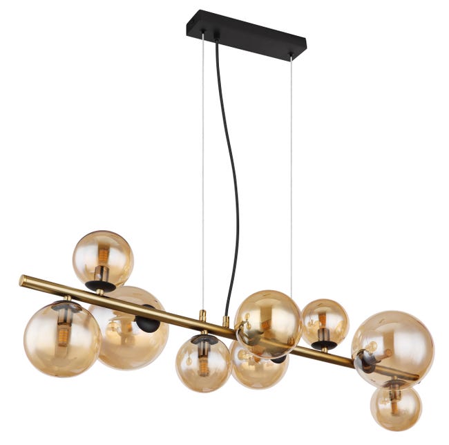 Leroymerlin Lampadario LED moderno Riha dorato Ø36cm luce calda 80 lumen GLOBO Esporta salva