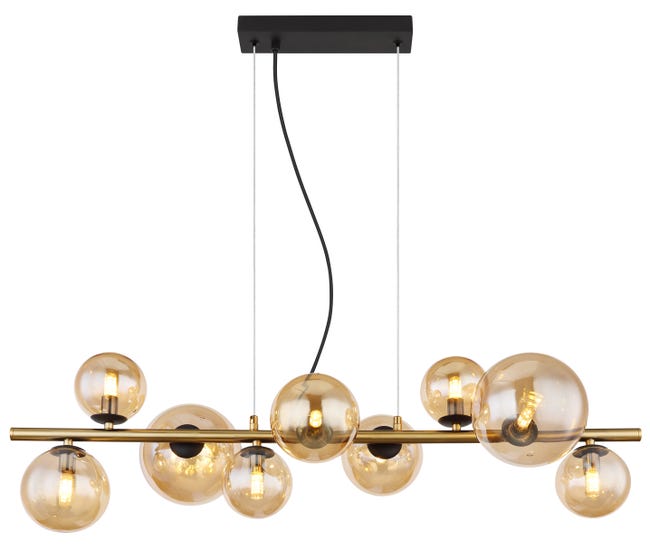 Leroymerlin Lampadario LED moderno Riha dorato Ø36cm luce calda 80 lumen GLOBO Esporta salva