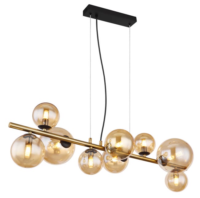 Leroymerlin Lampadario LED moderno Riha dorato Ø36cm luce calda 80 lumen GLOBO Esporta salva