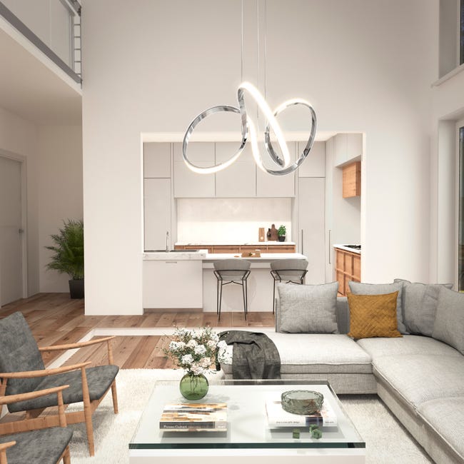 Leroymerlin Lampadario LED moderno Swirl grigio 1700 lumen ARTIKA In vendita