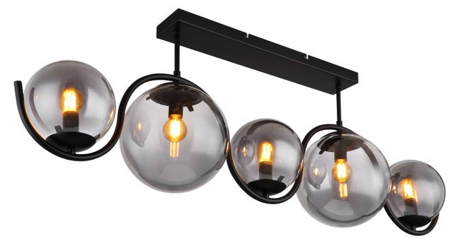 Leroymerlin Plafoniera moderno Porry 5 x E14 nero 20 cm Presa