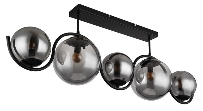 Leroymerlin Plafoniera moderno Porry 5 x E14 nero 20 cm Presa