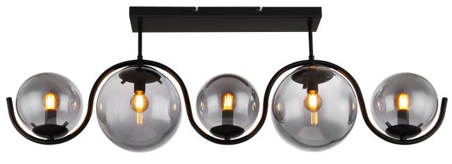 Leroymerlin Plafoniera moderno Porry 5 x E14 nero 20 cm Presa