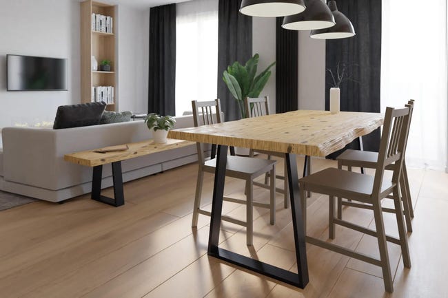 Leroymerlin Tavolo da pranzo fisso Trapezium in legno grezzo naturale per 8 persone L 200 x L 90 X H 75.5 cm Prezzo basso