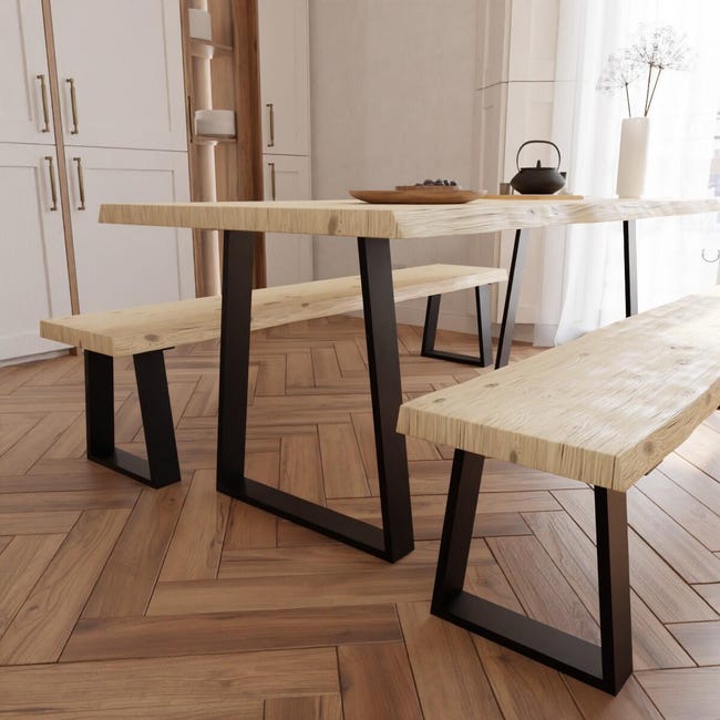 Leroymerlin Tavolo da pranzo fisso Trapezium in legno grezzo naturale per 8 persone L 200 x L 90 X H 75.5 cm Prezzo basso