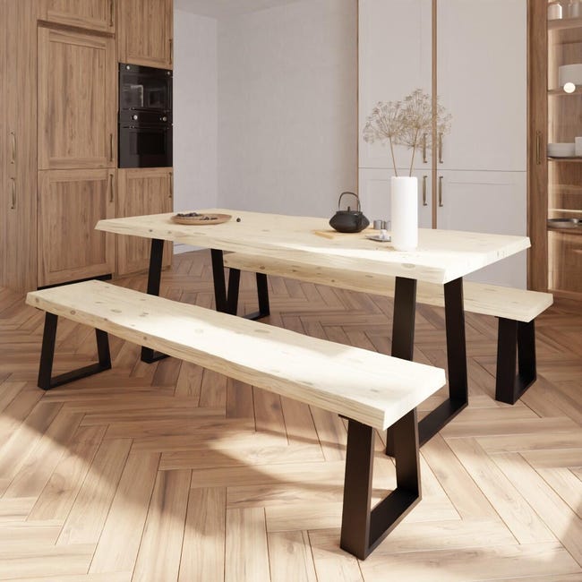 Leroymerlin Tavolo da pranzo fisso Trapezium in legno grezzo naturale per 8 persone L 200 x L 90 X H 75.5 cm Prezzo basso