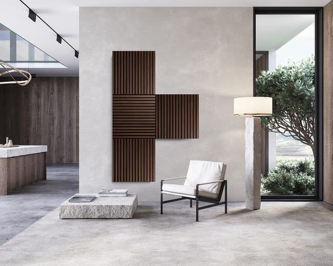 Leroymerlin Pannello decorativo fonoassorbente Square Superior FIBROTECH Rovere scuro L 52 x L 52 cm Sp 22 mm confezione da 2 pezzi Offerta settimanale