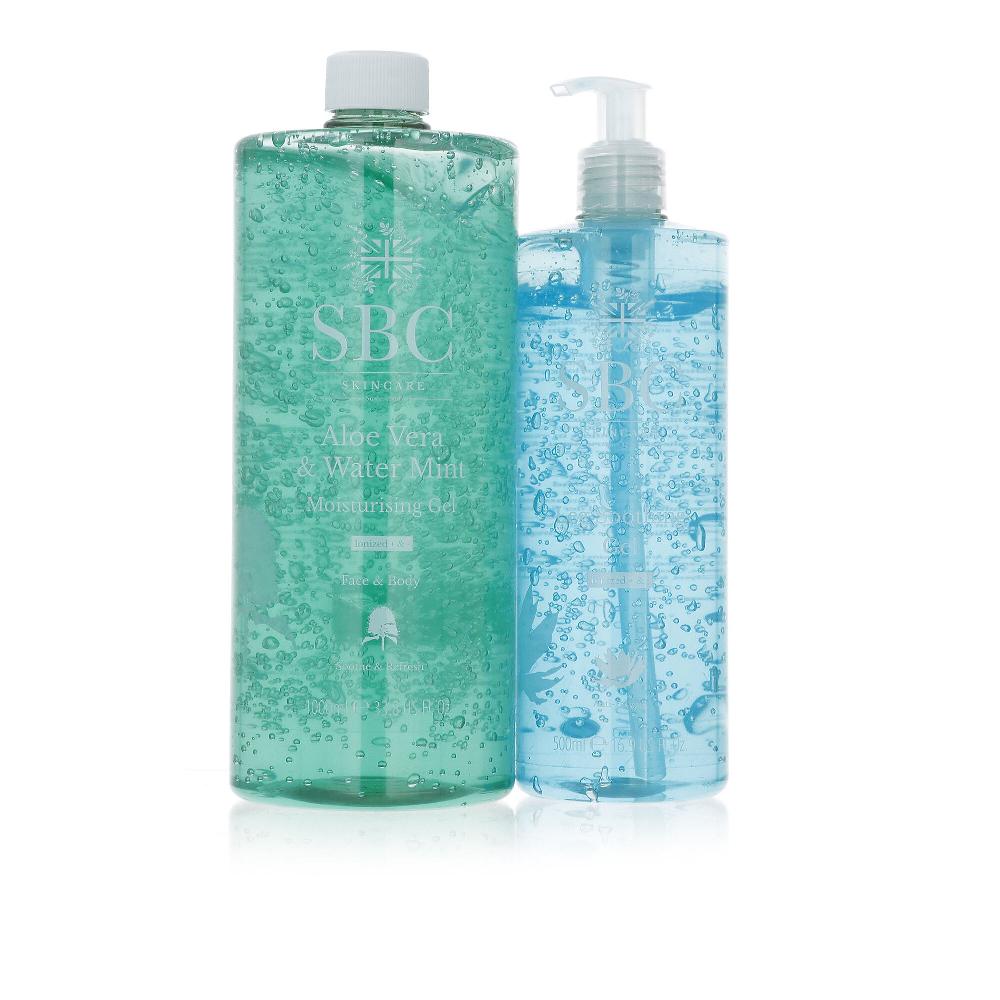 QVC SBC Gel idratante Aloe Vera & Water Mint 1L e gel gambe (500 ml) Smaltimento dello stoccaggio