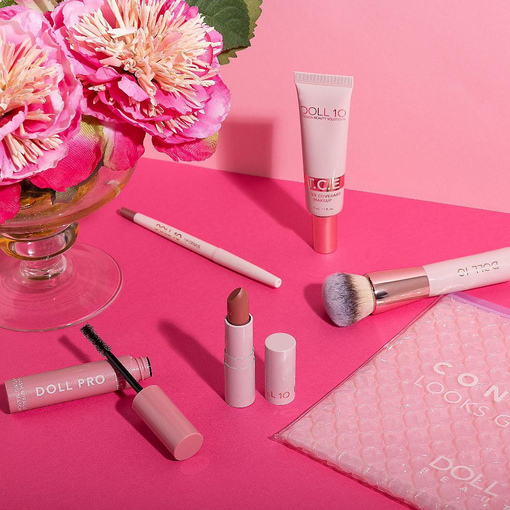 QVC Doll10 Fondotinta T.C.E. e pennello mascara matita e rossetto Ultimi due giorni