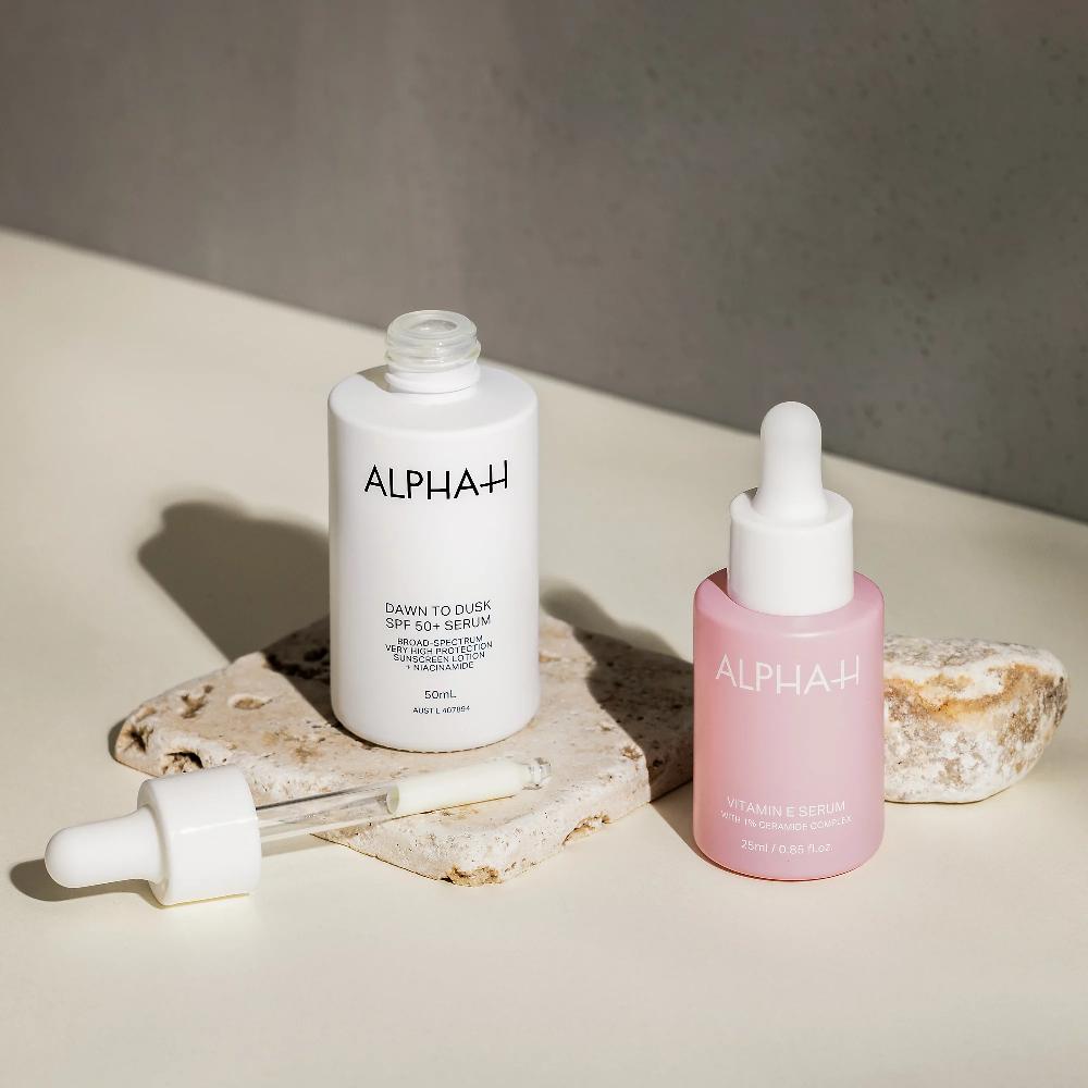 QVC Alpha - H Siero Dawn to Dusk SPF50+ e siero Vitamin E Fornitura limitata