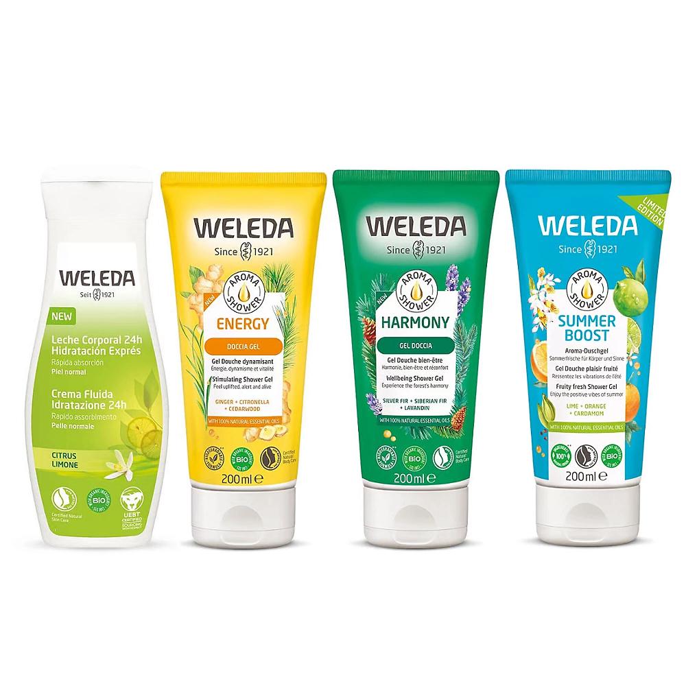 QVC Weleda Kit Summer Fresh 3 bagnoschiuma e 1 crema idratante corpo Prezzo Ridotto