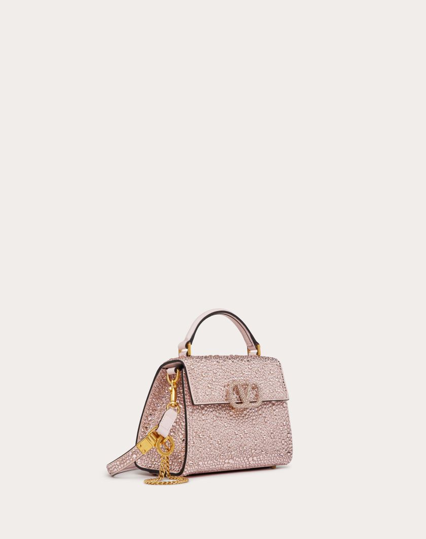 Valentino Handbags Borsa A Mano Mini Vsling Ricamata per Donna in Rose Quartz | Valentino IT Affare Del Giorno