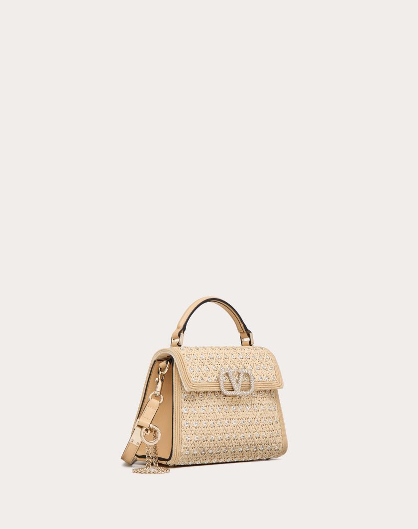 Valentino Handbags Borsa A Mano Mini Valentino Garavani Vsling Ricamata per Donna in Naturale/crystal/beige | Valentino IT Sconto