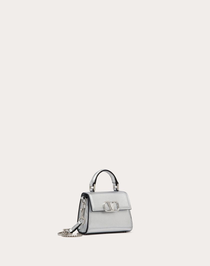 Valentino Handbags Borsa A Mano Micro Vsling In Vitello Granato Metallizzato per Donna in Argento | Valentino IT Offerta