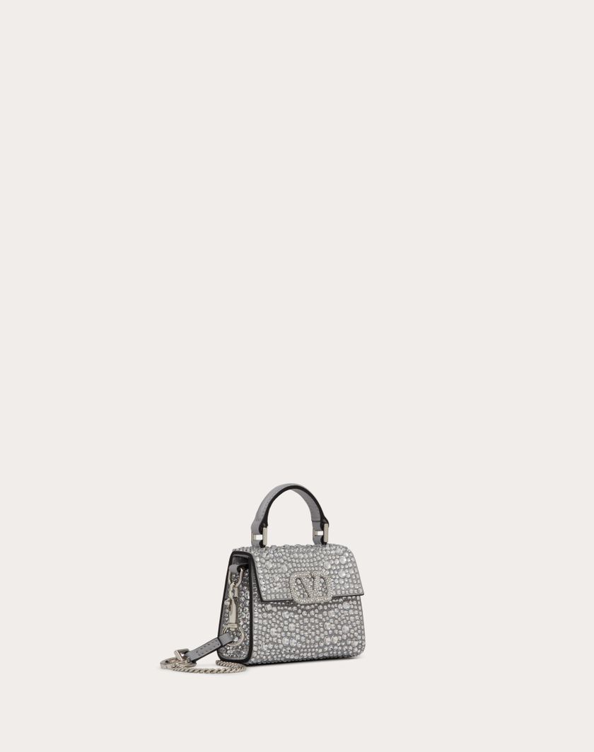 Valentino Handbags Borsa A Mano Micro Vsling Ricamata per Donna in Grigio/crystal | Valentino IT Online