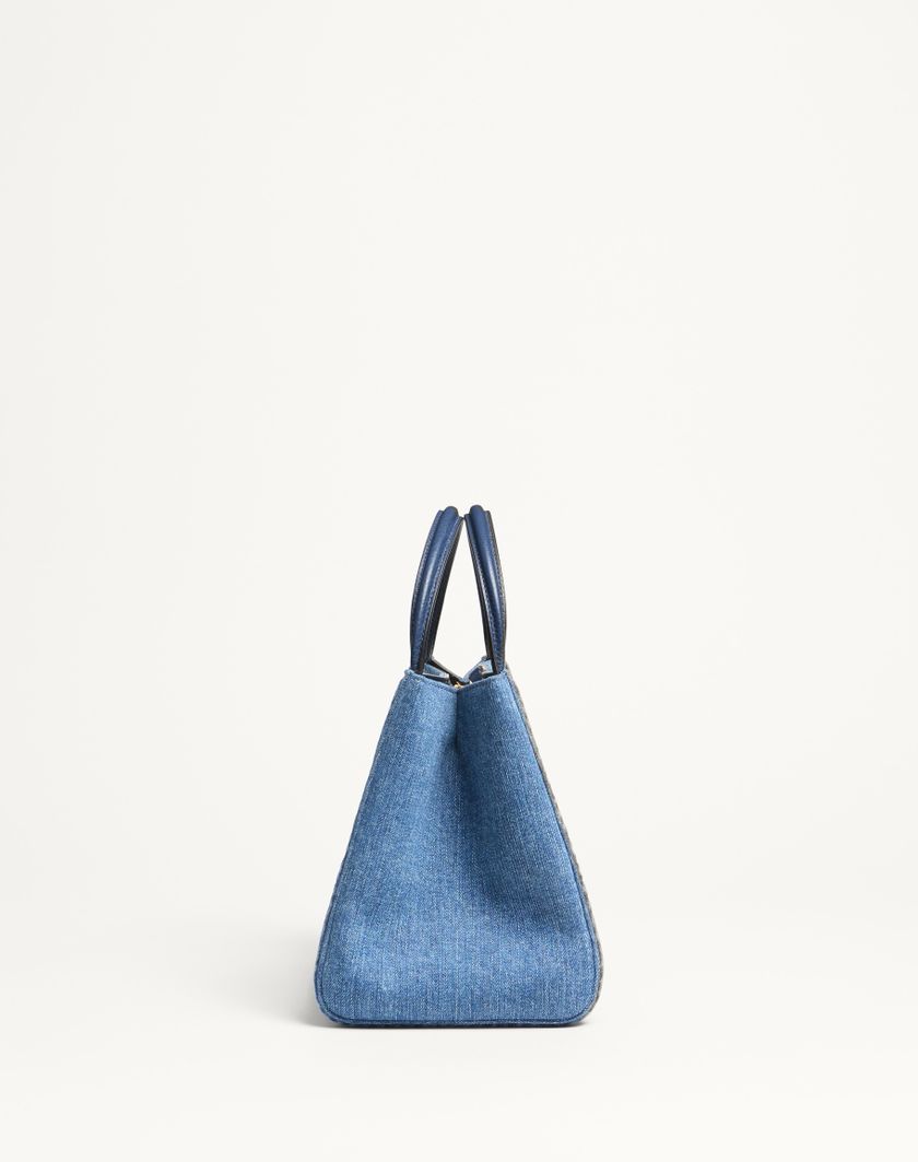 Valentino Handbags Borsa A Mano Media Valentino Garavani Alltime In Denim Con Tracolla Nastro Ricamato per Donna in Denim/worker/multicolor | Valentino IT Outlet