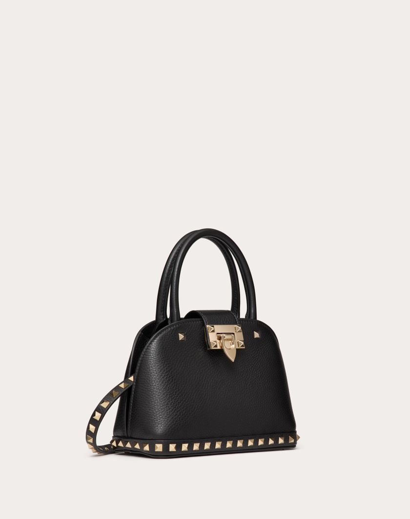 Valentino Handbags Borsa Piccola A Mano Valentino Garavani Rockstud In Vitello Granato per Donna in Nero | Valentino IT Saldi Di Fabbrica