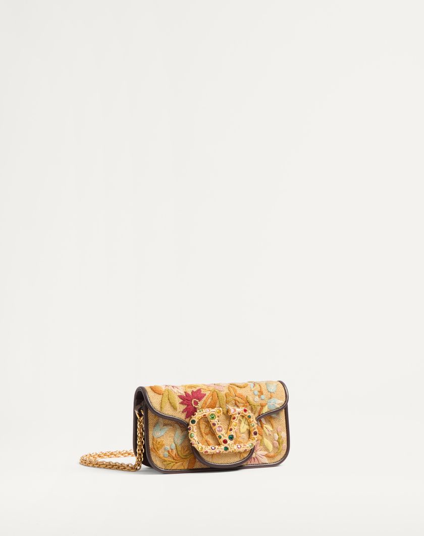 Valentino Handbags Borsa Piccola A Spalla Valentino Garavani Locò Ricamata Con Logo Gioiello per Donna in Multicolor/testa Di Moro/tabacco | Valentino IT Spedizione Gratuita