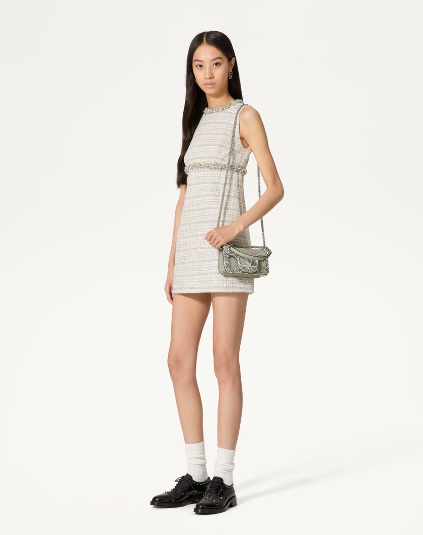 Valentino Handbags Borsa Piccola A Spalla Valentino Garavani Locò Ricamata per Donna in Crystal/grigio | Valentino IT Consegna Veloce