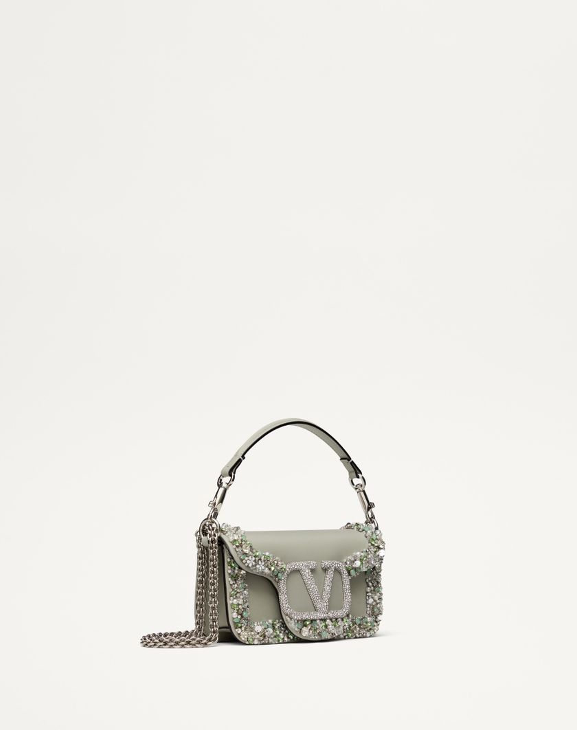 Valentino Handbags Borsa Piccola A Spalla Valentino Garavani Locò Ricamata per Donna in Crystal/grigio | Valentino IT Consegna Veloce